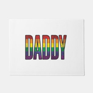 Vintage Rainbow Daddy Pride Typography T-Shirt_1 Doormat