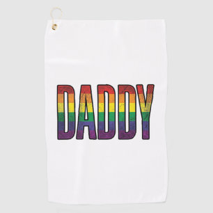 Vintage Rainbow Daddy Pride Typography T-Shirt_1 Golf Towel