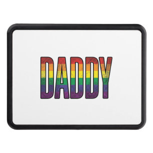 Vintage Rainbow Daddy Pride Typography T-Shirt_1 Hitch Cover