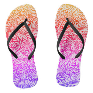 Vintage Rainbow Floral Larkspur Botanical Pattern Flip Flops