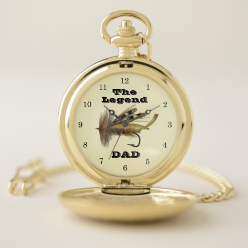 Vintage Rainbow Fly For The Fishing Legend Dad   Pocket Watch