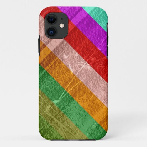 Vintage rainbow grunge stripes wall graphic 2 iPhone 11 case