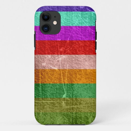 Vintage rainbow grunge stripes wall graphic iPhone 11 case