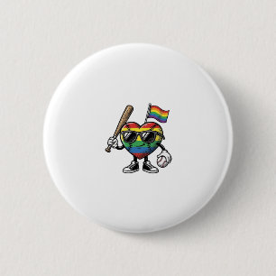 Vintage Rainbow Heart Baseball Pride Shirt Design_ Button