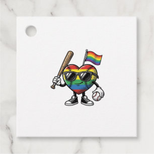 Vintage Rainbow Heart Baseball Pride Shirt Design_ Favor Tags