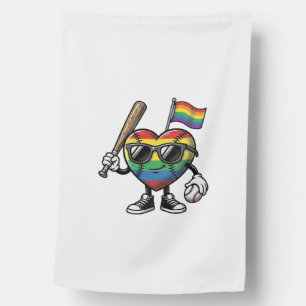 Vintage Rainbow Heart Baseball Pride Shirt Design_ House Flag