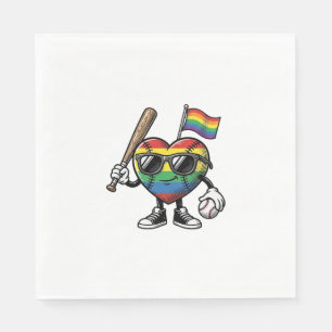 Vintage Rainbow Heart Baseball Pride Shirt Design_ Napkins