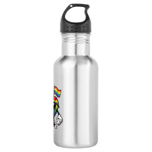 Vintage Rainbow Heart Baseball Pride Shirt Design_ Stainless Steel Water Bottle