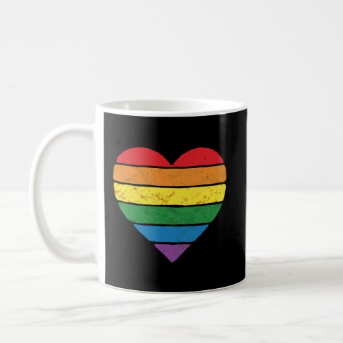 Vintage Rainbow Heart Lgbtq Love Retro Distressed  Coffee Mug