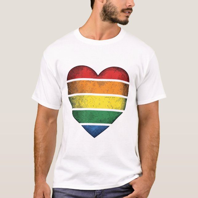 Vintage Rainbow Heart Pride Vector Shirt Design_1 (Front)