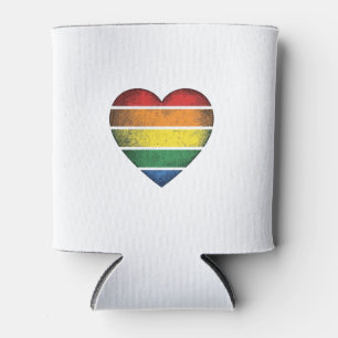 Vintage Rainbow Heart Pride Vector Shirt Design_1 Can Cooler