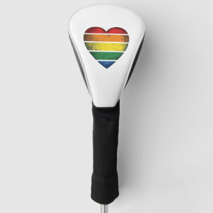 Vintage Rainbow Heart Pride Vector Shirt Design_1 Golf Head Cover