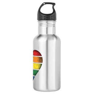 Vintage Rainbow Heart Pride Vector Shirt Design_1 Stainless Steel Water Bottle