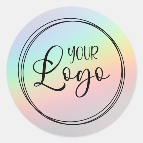 Vintage Rainbow Holographic Gradient Logo Classic Round Sticker