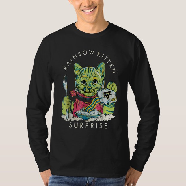 Vintage Rainbow Kitten Surprise  Cat T-Shirt (Front)