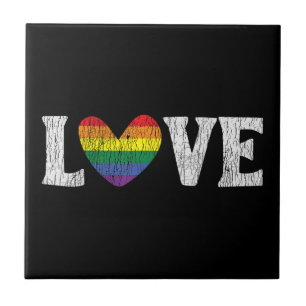 Vintage Rainbow Love Proud Family Matching Gay Les Ceramic Tile