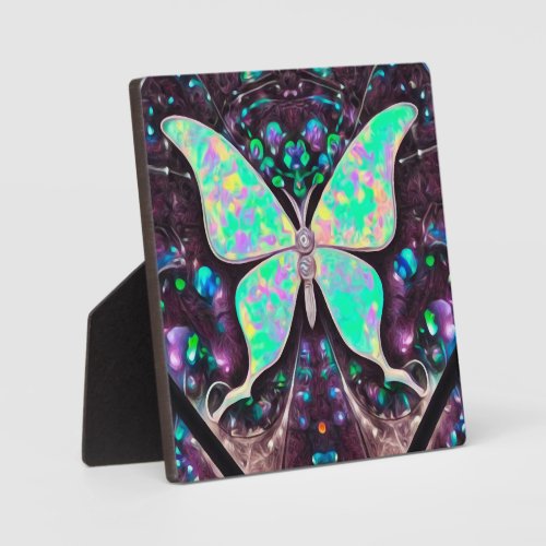 Vintage Rainbow Opal Butterfly 2 Plaque