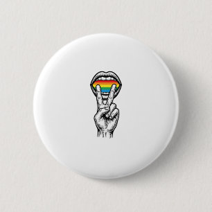 Vintage Rainbow Peace Hand Pride Vector Shirt_1 Button