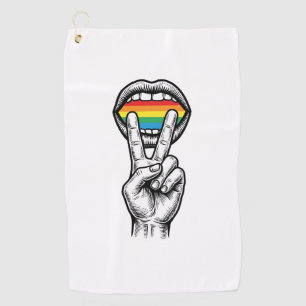 Vintage Rainbow Peace Hand Pride Vector Shirt_1 Golf Towel