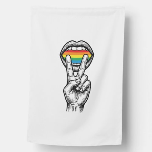 Vintage Rainbow Peace Hand Pride Vector Shirt_1 House Flag