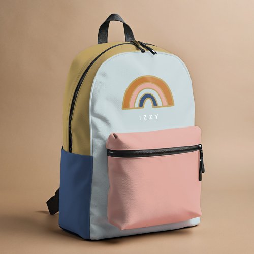 Vintage Rainbow Personalized Name Initials Printed Backpack