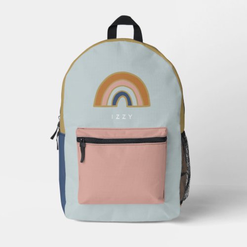 Vintage Rainbow Personalized Name Initials Printed Backpack