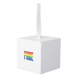 Vintage Rainbow Pride Typography Shirt Design_1 Cube Ornament
