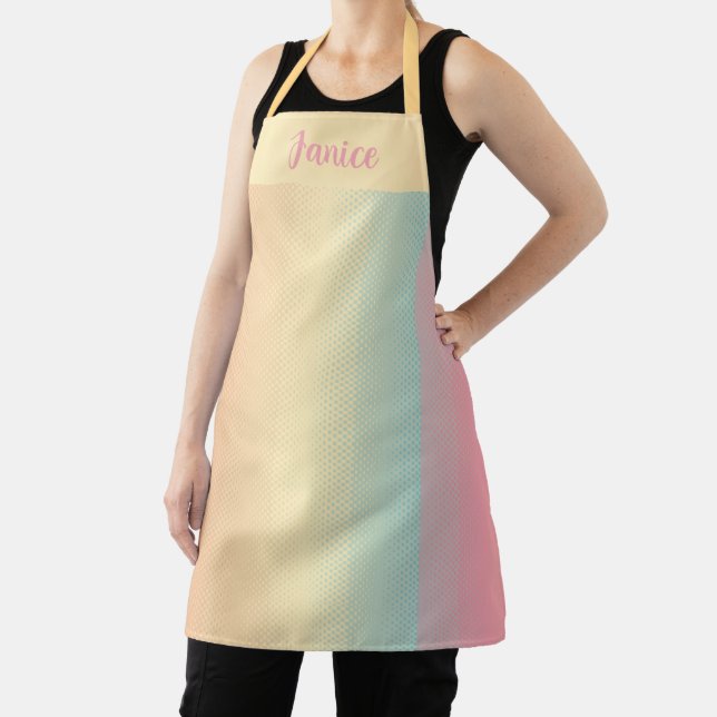 Vintage Rainbow Retro Sunset Gradient Design Apron (Insitu)
