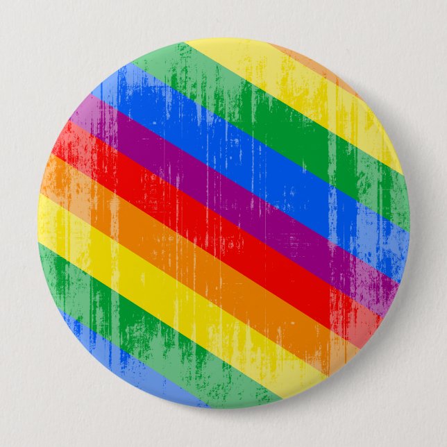 Vintage Rainbow Stripes Pinback Button (Front)