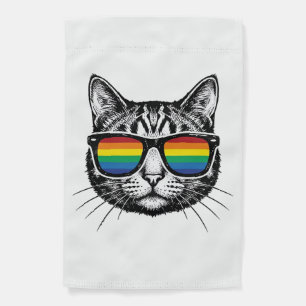 Vintage Rainbow Sunglasses Cat Pride Shirt Design_ Garden Flag
