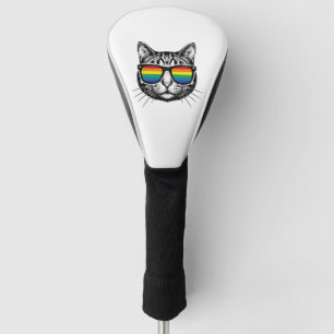 Vintage Rainbow Sunglasses Cat Pride Shirt Design_ Golf Head Cover