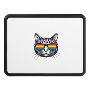 Vintage Rainbow Sunglasses Cat Pride Shirt Design_ Hitch Cover