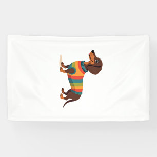 Vintage Rainbow Sweater Dachshund Cute Long Dog Il Banner
