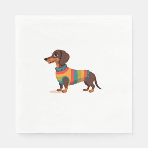 Vintage Rainbow Sweater Dachshund Cute Long Dog Il Napkins