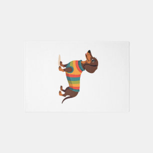 Vintage Rainbow Sweater Dachshund Cute Long Dog Il Rug