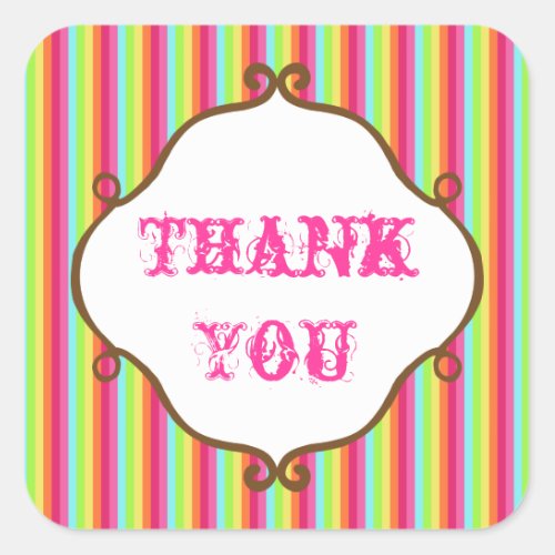 Vintage Rainbow Thank You Stickers