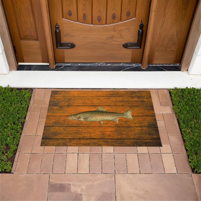 Vintage Rainbow Trout Door Mat (Outdoor)