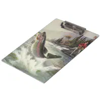 Vintage Rainbow Trout Fisherman Fishing for Fish Luggage Tag, Zazzle