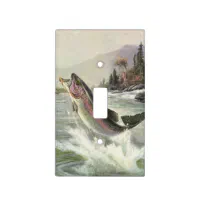 Vintage Rainbow Trout Fish, Fisherman Fishing Light Switch Cover