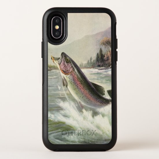 Vintage Rainbow Trout Fish, Fisherman Fishing OtterBox Symmetry iPhone X Case
