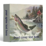 Vintage Rainbow Trout Fisherman Fishing for Fish 3 Ring Binder