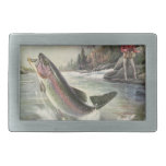 Vintage Rainbow Trout Fisherman Fishing for Fish Belt Buckle