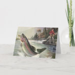 Vintage Rainbow Trout Fisherman Fishing for Fish Card