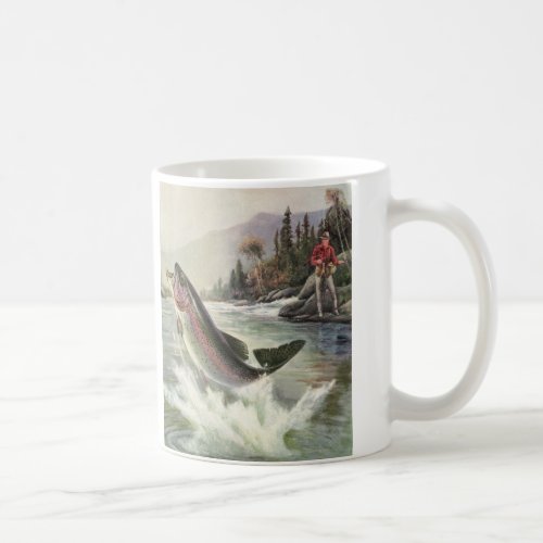 Vintage Rainbow Trout Fisherman Fishing for Fish Coffee Mug