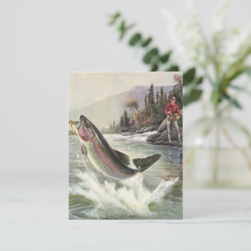 Vintage Rainbow Trout Fish Fisherman Fishing Personalized Announcements