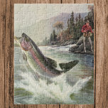 Vintage Rainbow Trout Fisherman Fishing for Fish Jigsaw Puzzle