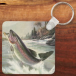 Vintage Rainbow Trout Fisherman Fishing for Fish Keychain