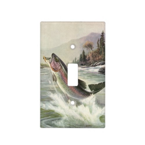 Vintage Rainbow Trout Fisherman Fishing for Fish Light Switch Cover