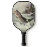 Vintage Rainbow Trout Fisherman Fishing for Fish Pickleball Paddle
