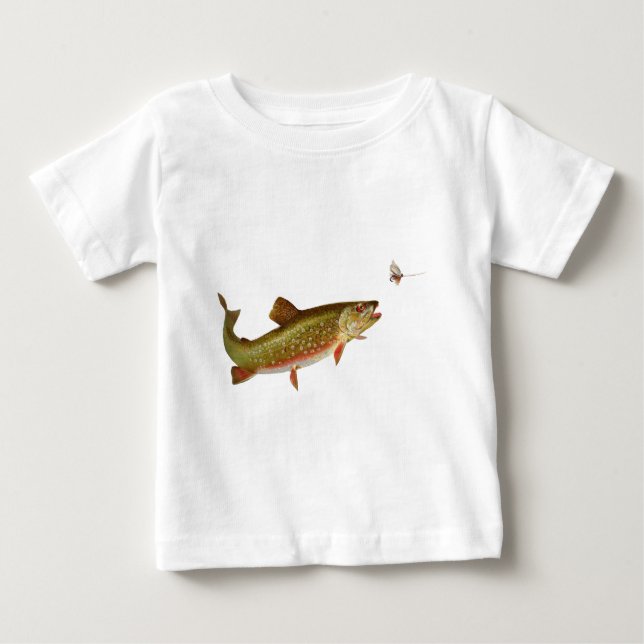 Vintage Rainbow Trout Fly Fishing Baby T-Shirt (Front)